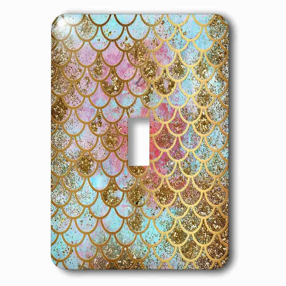 Single Toggle Wallplate With Image Of Sparkling Pink Luxury Elegant Mermaid Scales Glitter Effect Art Print