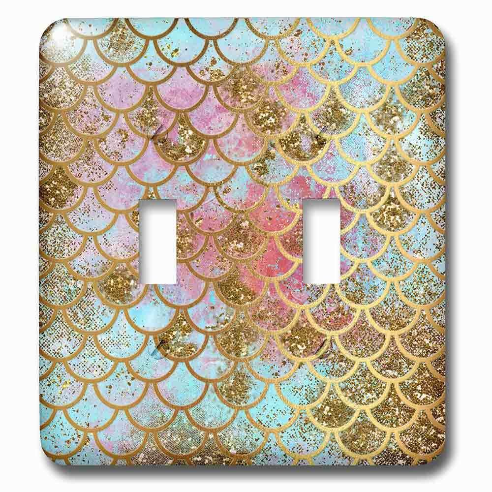 Double Toggle Wallplate With Image Of Sparkling Pink Luxury Elegant Mermaid Scales Glitter Effect Art Print