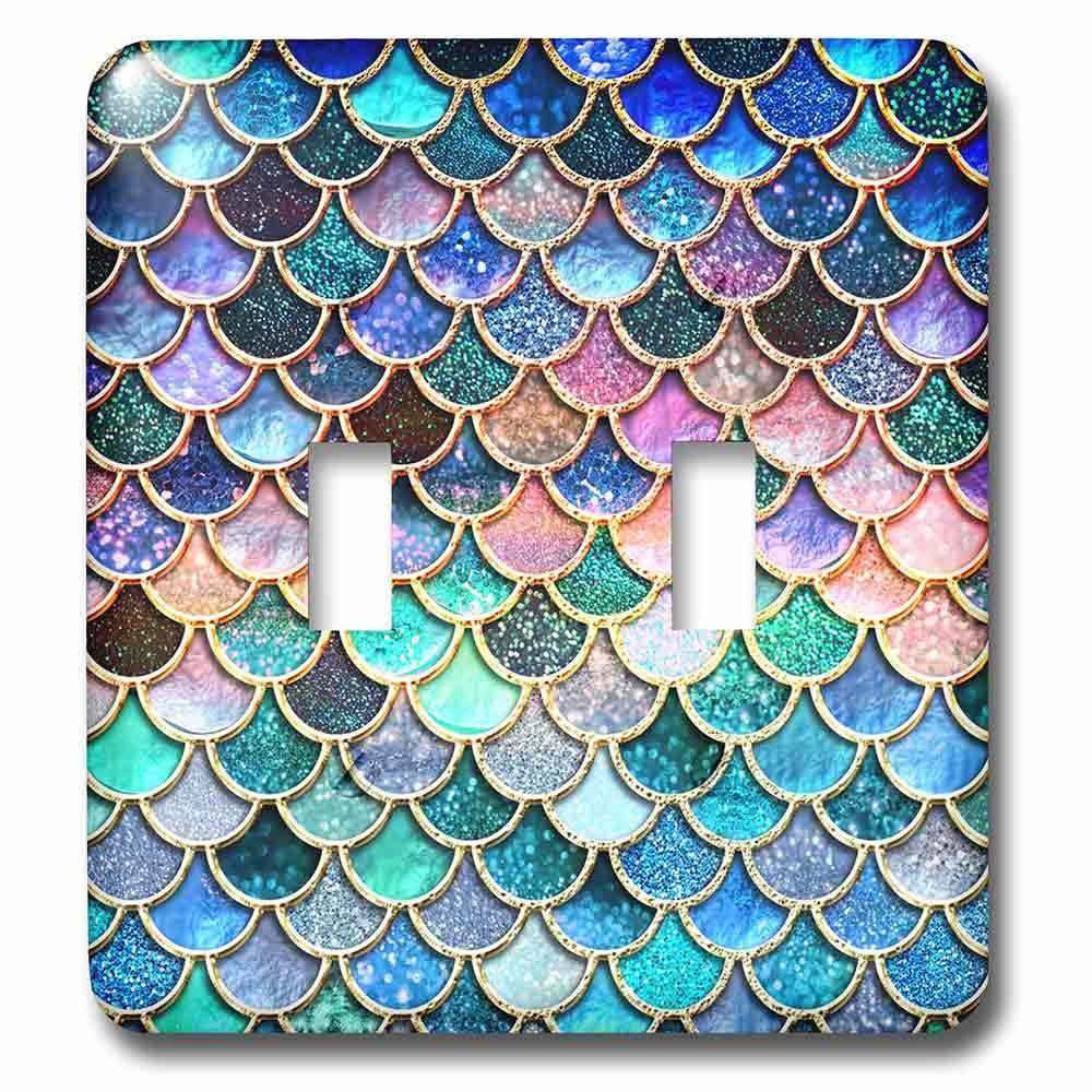 Double Toggle Wallplate With Multicolor Trend Pink Luxury Elegant Mermaid Scales Glitter