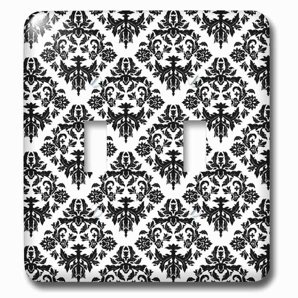 Double Toggle Wallplate With Black And White Damask 2