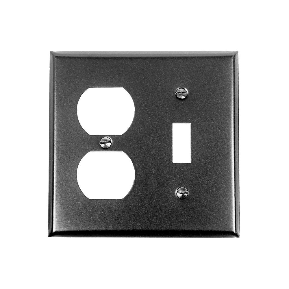 Single Toggle/Single Duplex Outlet Combination Switchplate in Black
