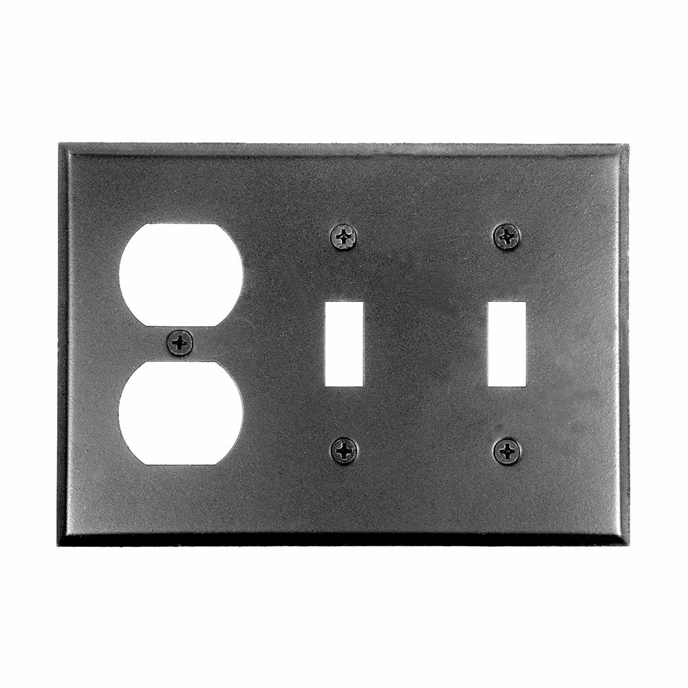 Double Toggle/Single Duplex Outlet Combination Switchplate in Black