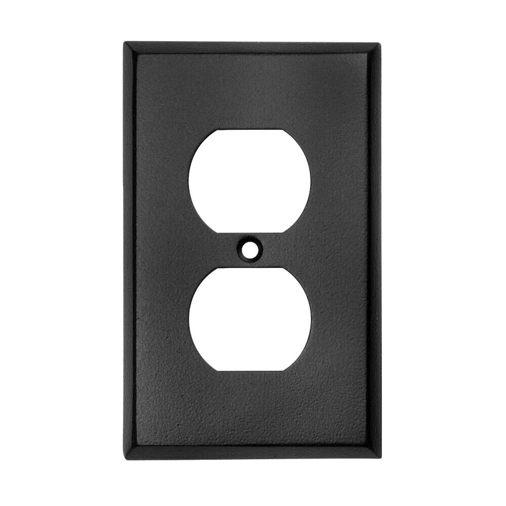 Single Duplex Outlet Cover in Black Iron