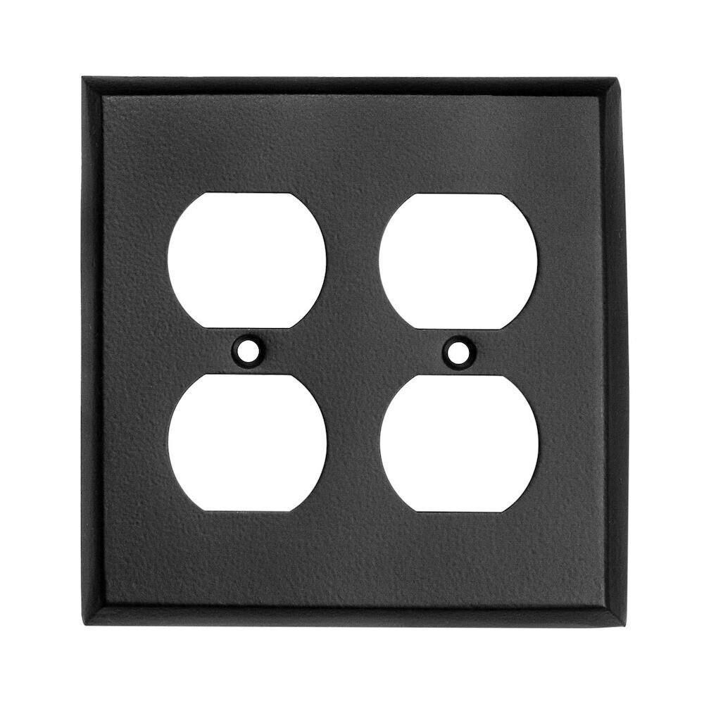 Double Duplex Outlet Cover in Black Iron