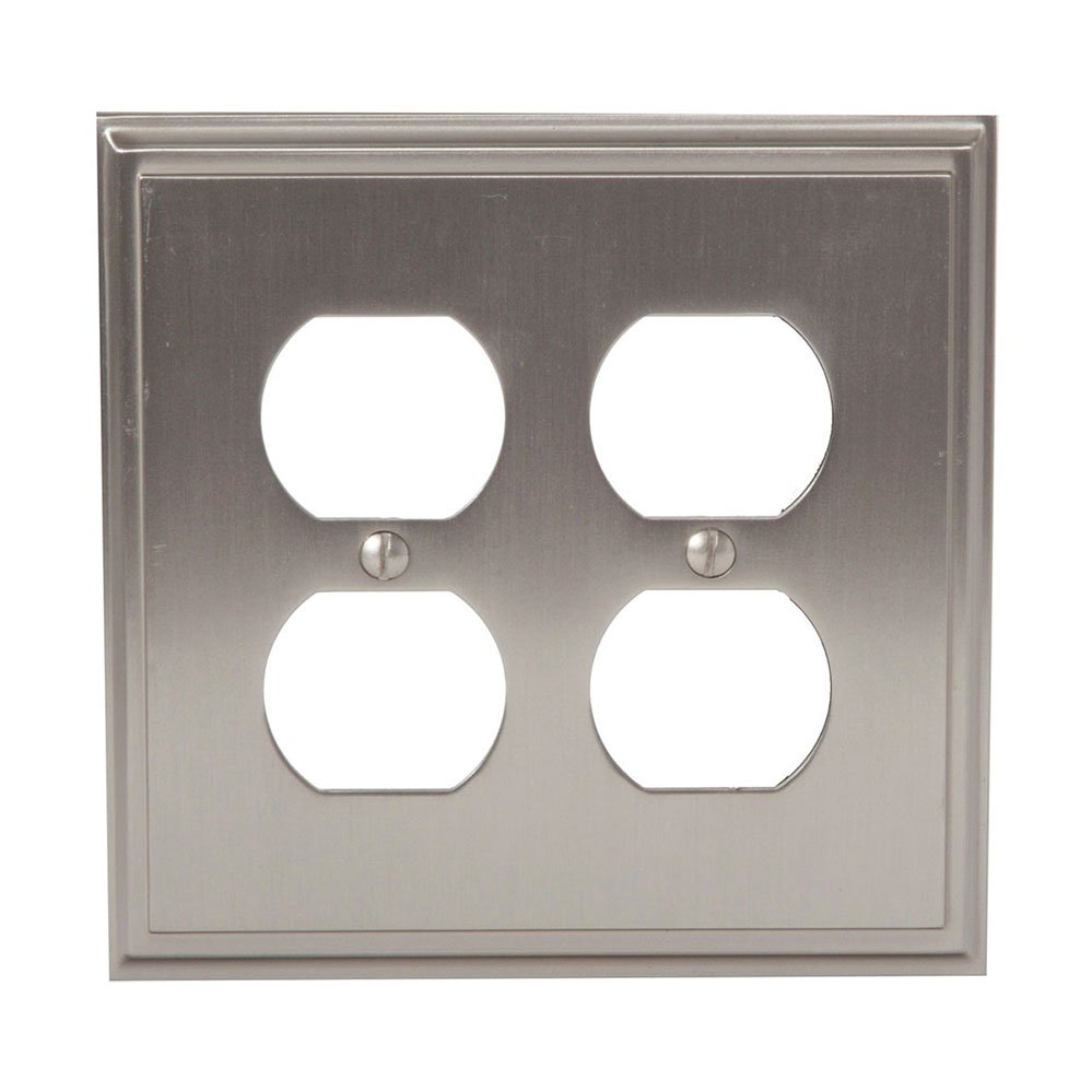 Double Outlet Wallplate in Satin Nickel