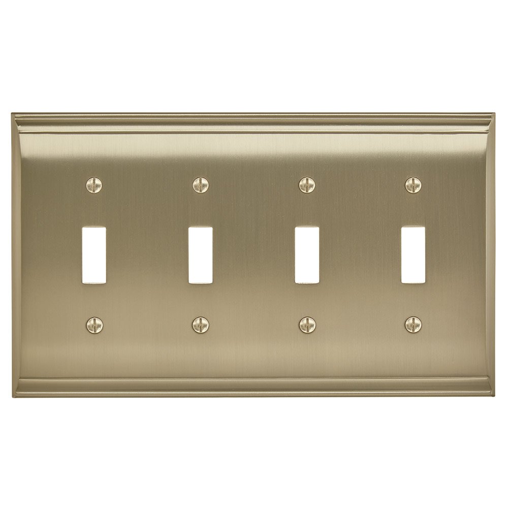 Quadruple Toggle Wall Plate in Golden Champagne