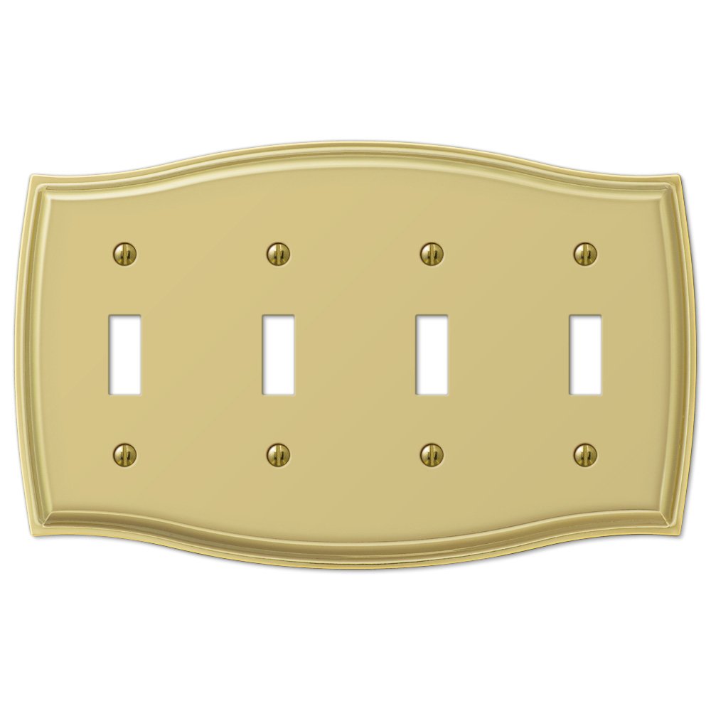 Quadruple Toggle Wallplate in Polished Brass