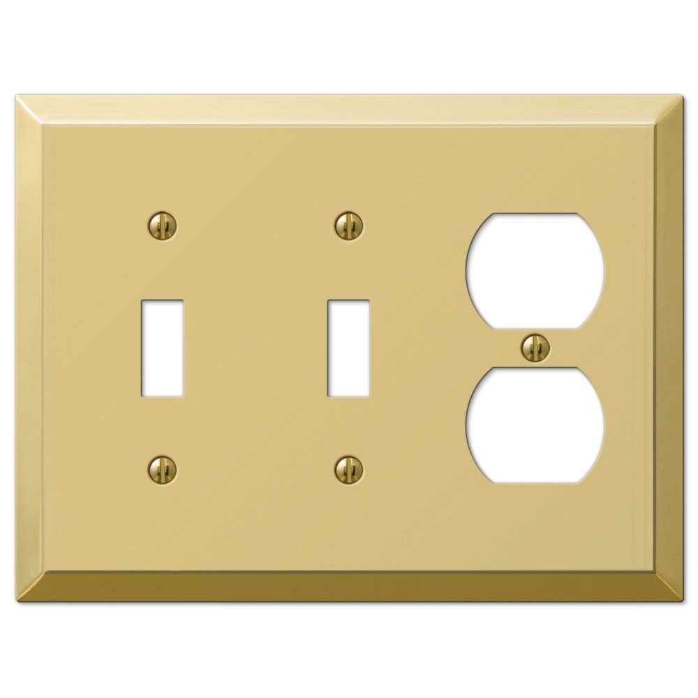 Double Toggle Single Duplex Combo Wallplate in Polished Brass
