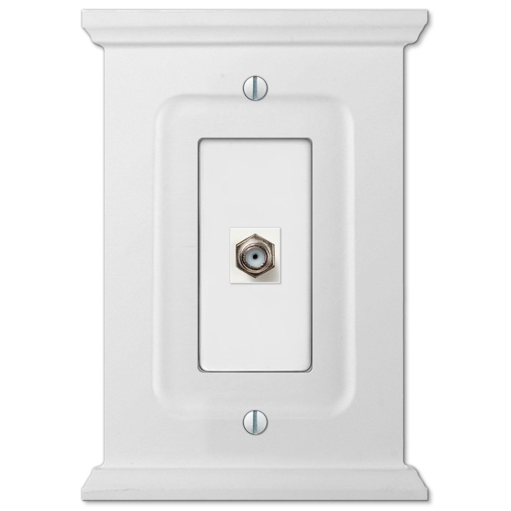 Wood Single Cable Wallplate in White