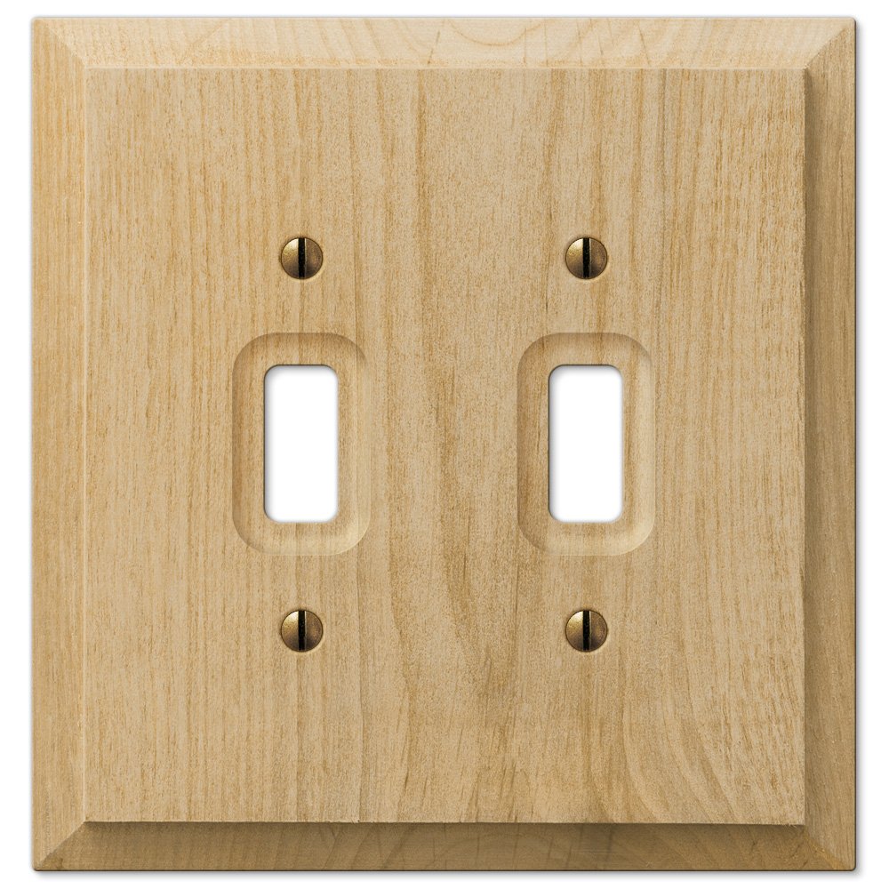 Double Toggle Wallplate in Unfinished Alder Wood