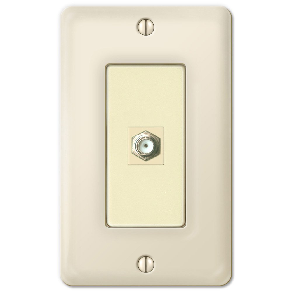 Ceramic Single Cable Wallplate in Biscuit