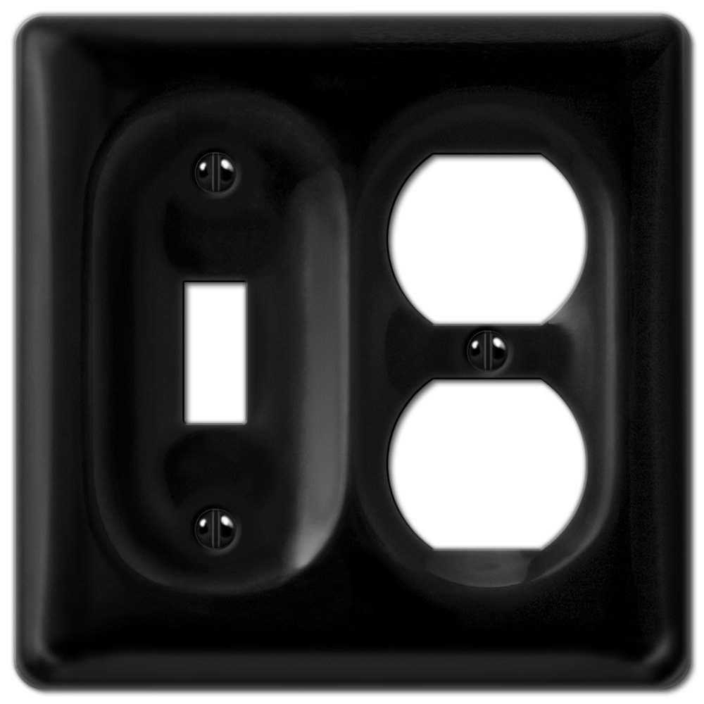 Ceramic Single Toggle Single Duplex Combo Wallplate in Black