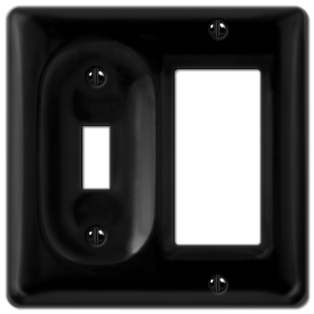 Ceramic Single Toggle Single Rocker Combo Wallplate in Black