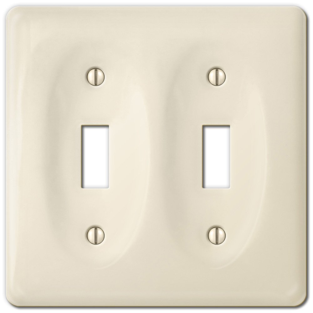 Ceramic Double Toggle Wallplate in Biscuit