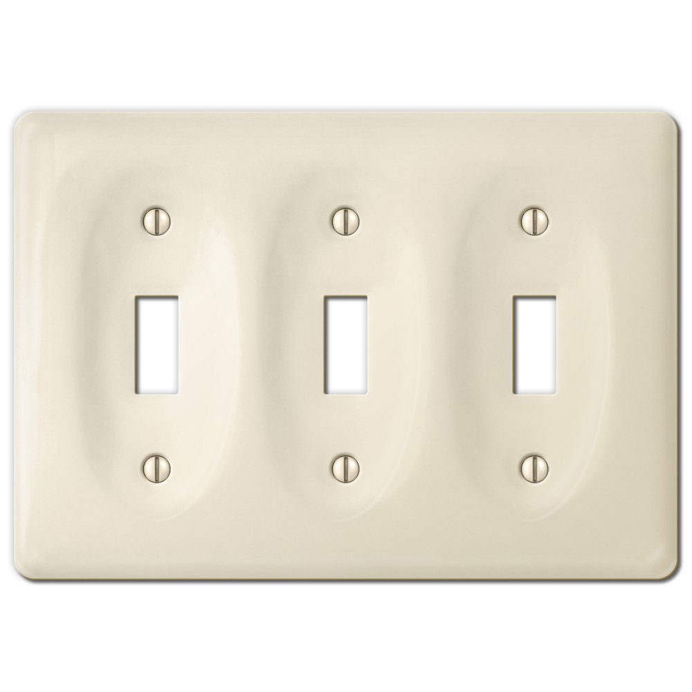 Ceramic Triple Toggle Wallplate in Biscuit