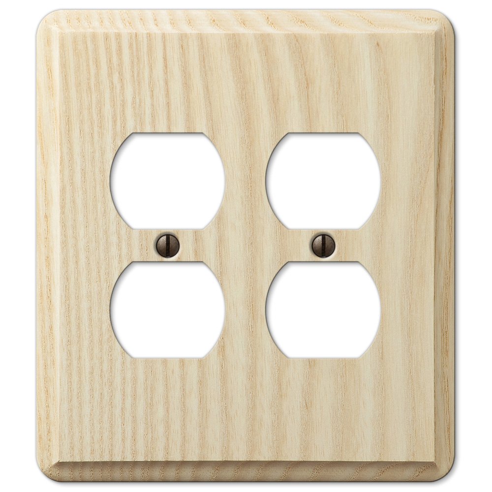Double Duplex Wallplate in Unfinished Ash Wood