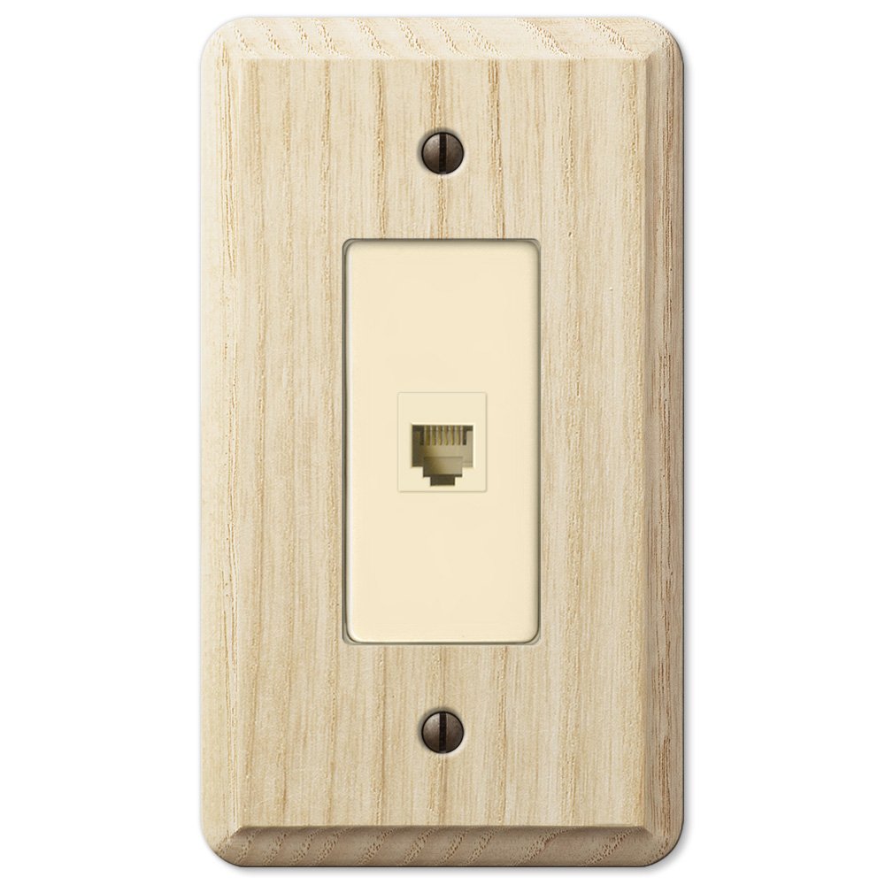Single Phone Wallplate in Unfinished Ash Wood