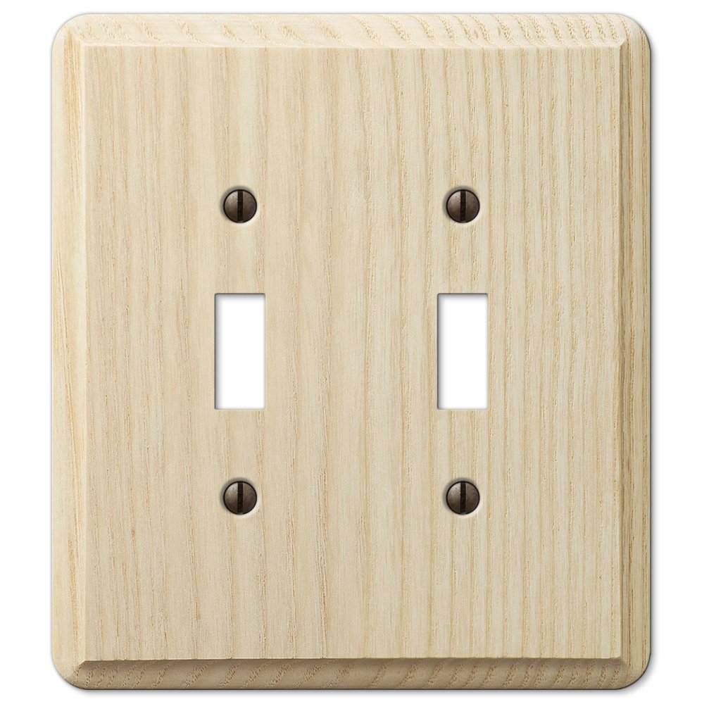 Double Toggle Wallplate in Unfinished Ash Wood