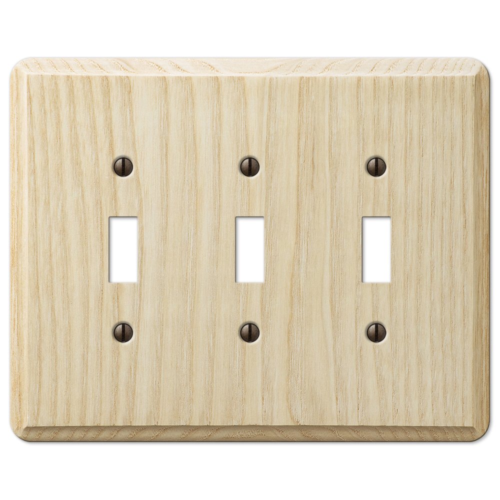 Triple Toggle Wallplate in Unfinished Ash Wood