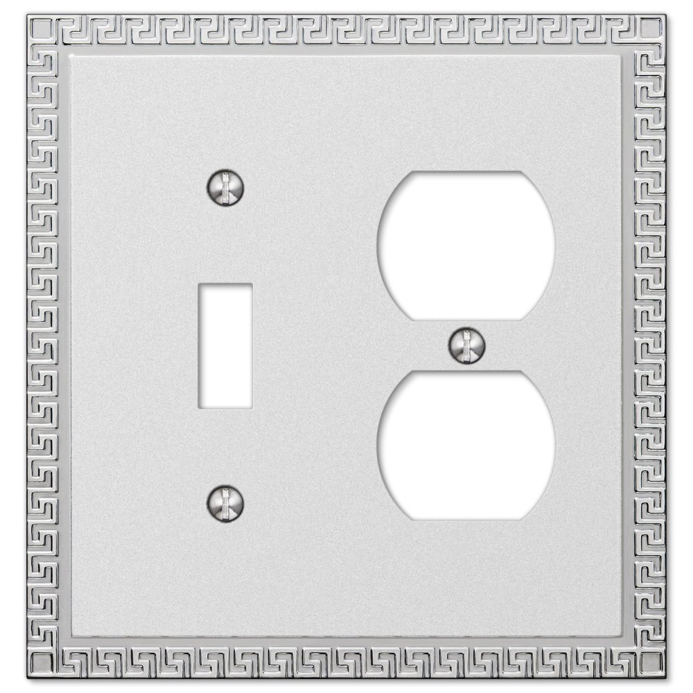 Single Toggle Single Duplex Combo Wallplate in Frosted Chrome