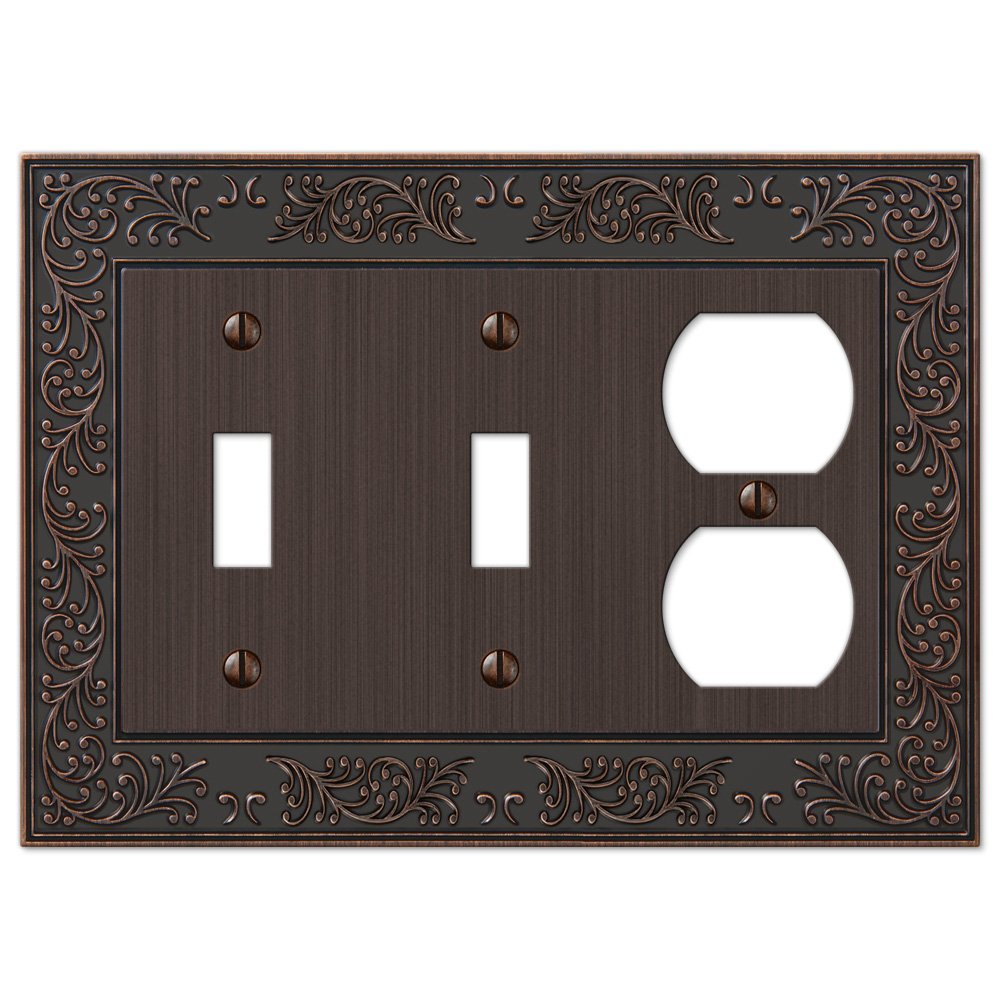 Double Toggle Single Duplex Combo Wallplate in Aged Bronze