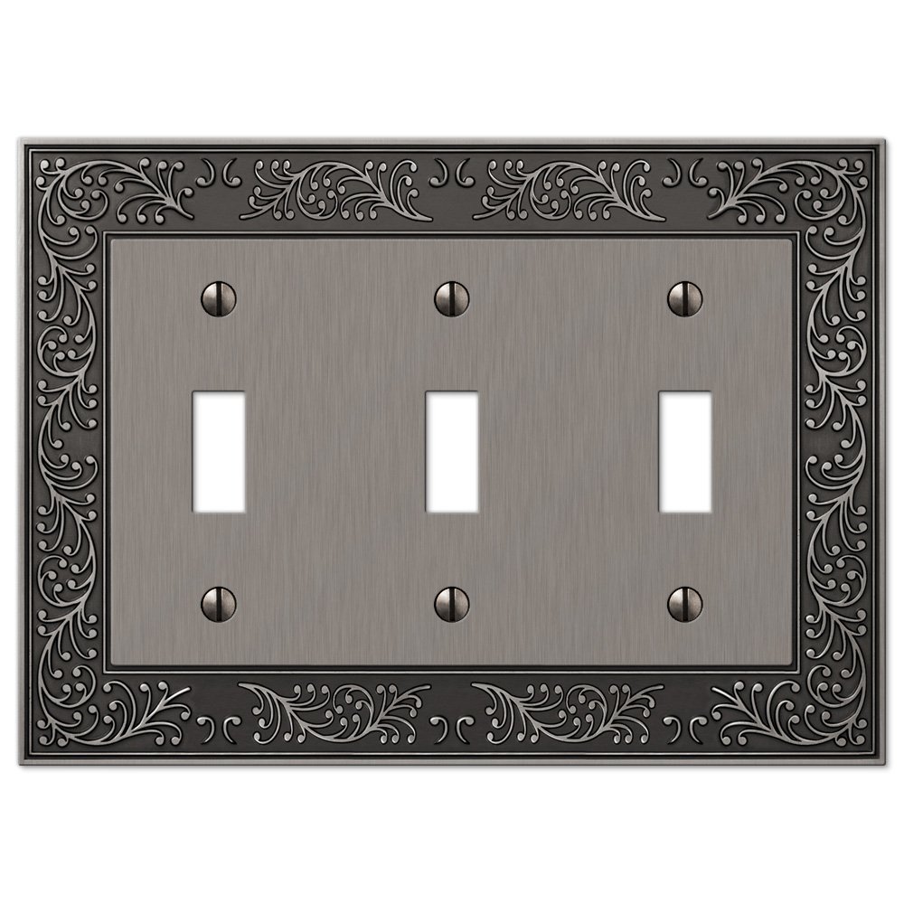 Triple Toggle Wallplate in Antique Nickel