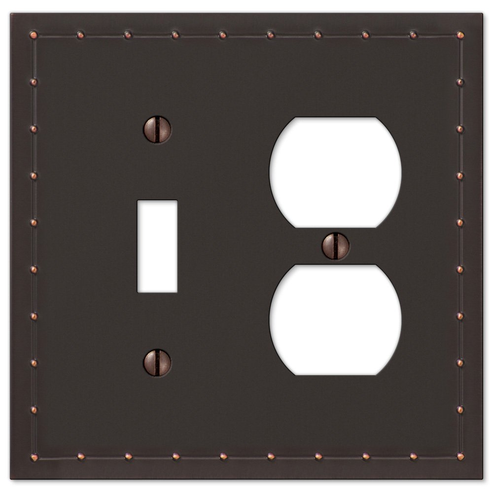 Single Toggle Single Duplex Combo Wallplate in Aged Bronze