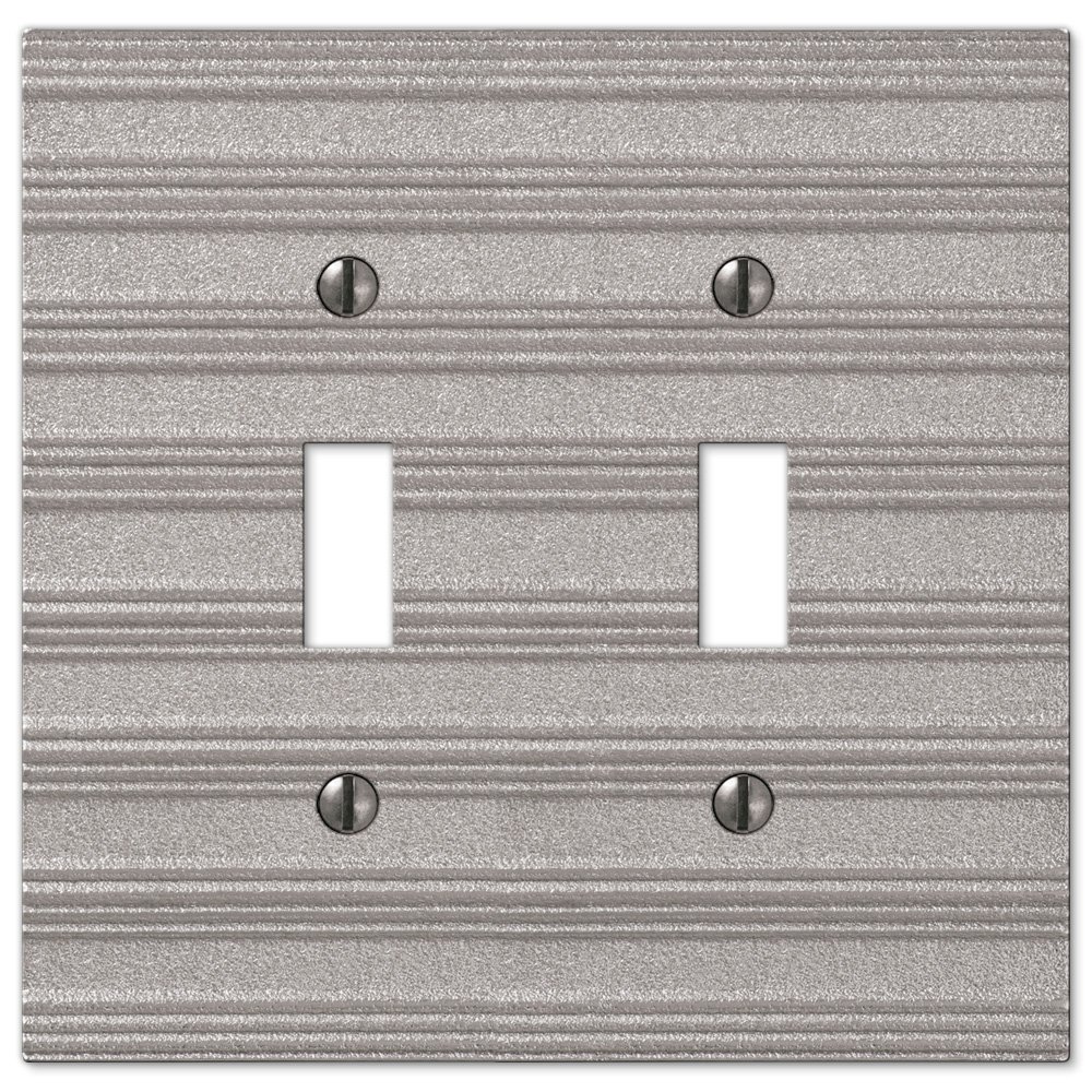 Double Toggle Wallplate in Frosted Nickel