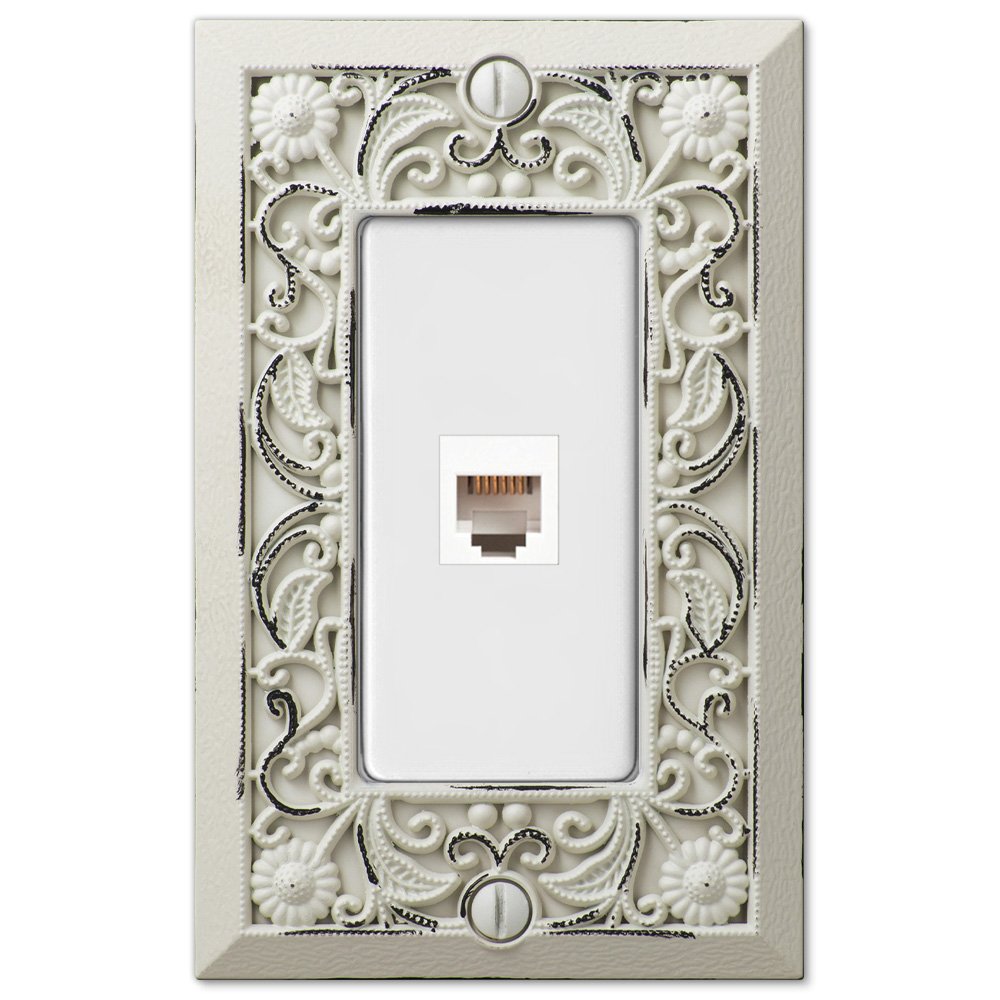 Single Phone Wallplate in Antique White