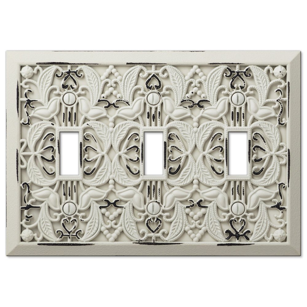 Triple Toggle Wallplate in Antique White