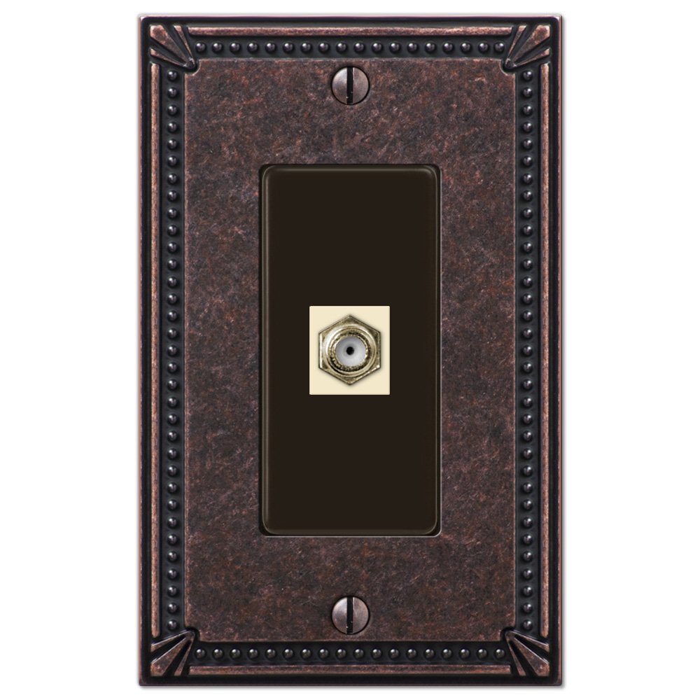 Single Cable Wallplate in Tumbled Aged Bronze