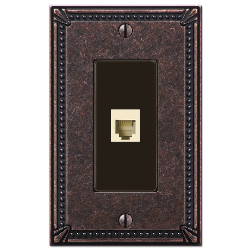 Single Phone Wallplate in Tumbled Aged Bronze