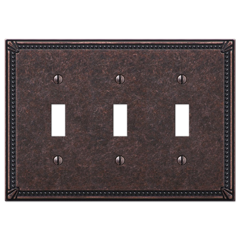 Triple Toggle Wallplate in Tumbled Aged Bronze