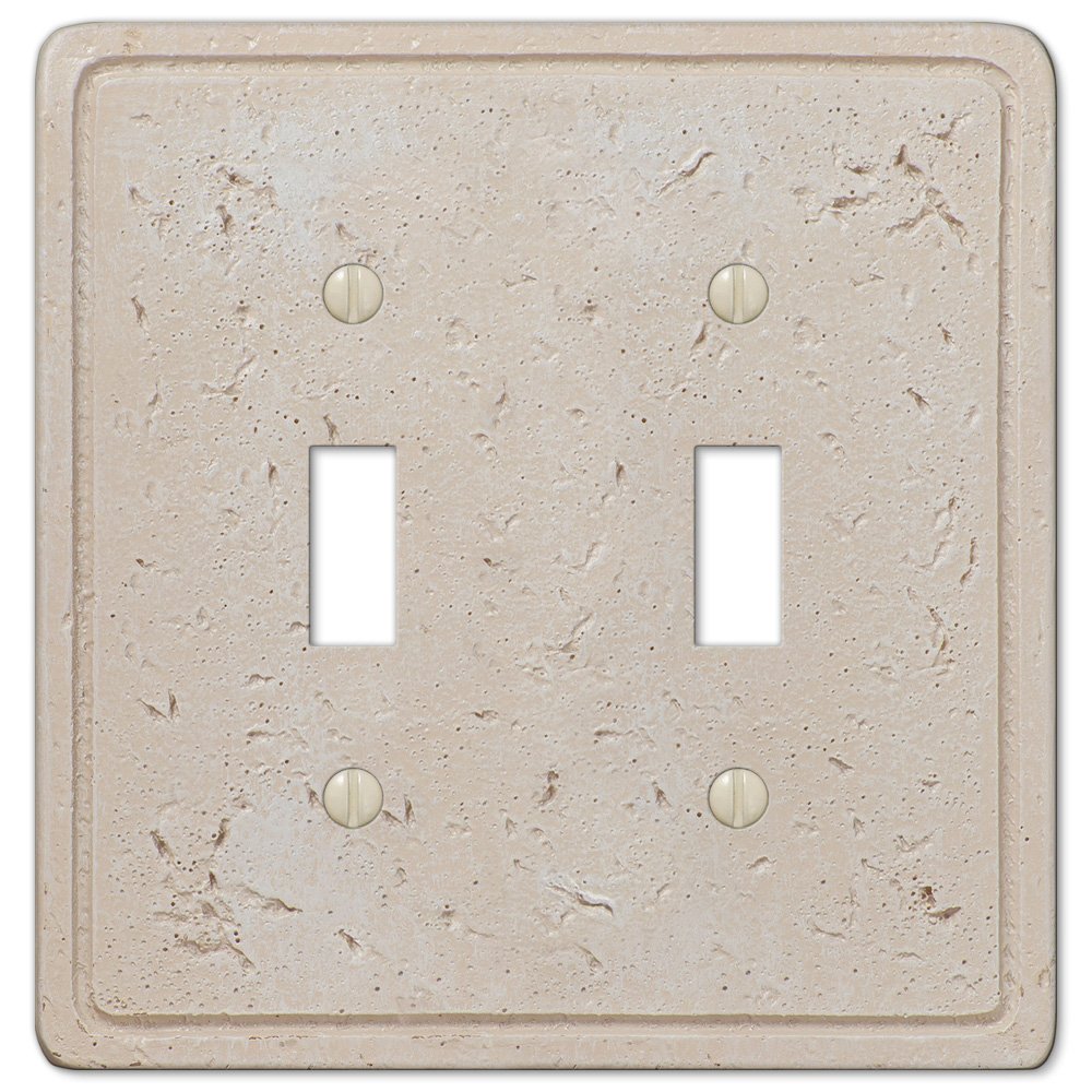 Resin Double Toggle Wallplate in Faux Slate Cream