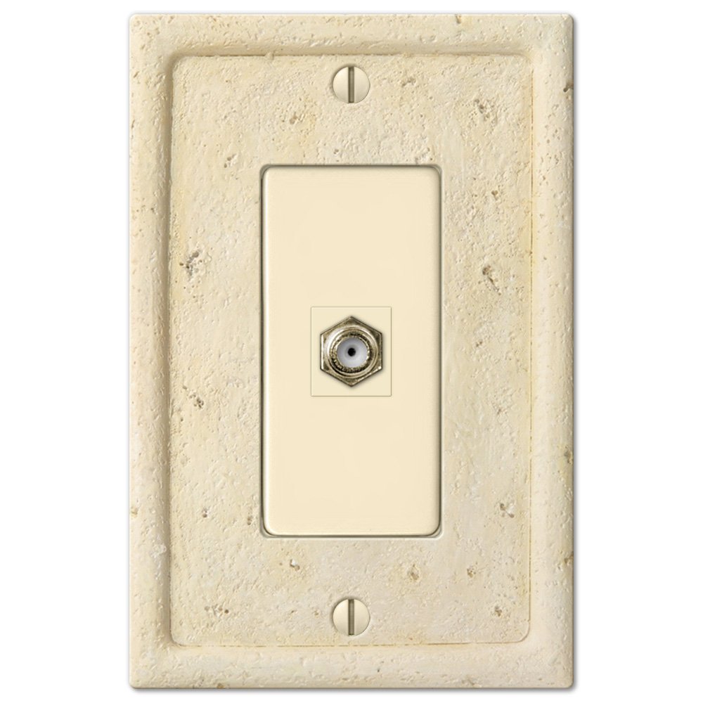 Resin Single Cable Wallplate in Faux Slate Ivory