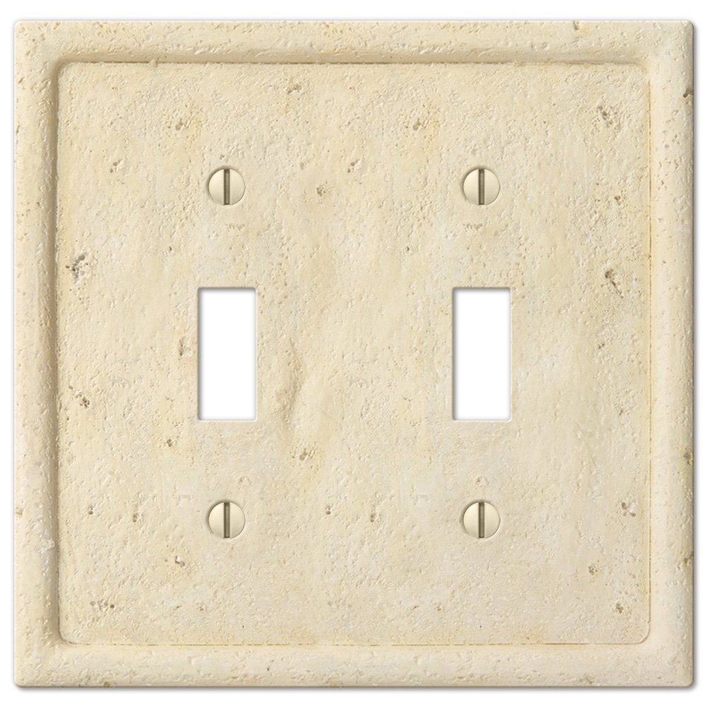 Resin Double Toggle Wallplate in Faux Slate Ivory