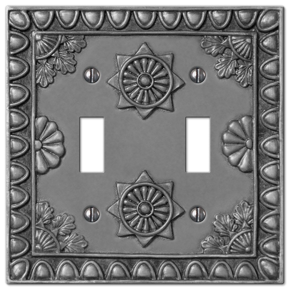 Resin Double Toggle Wallplate in Antique Pewter