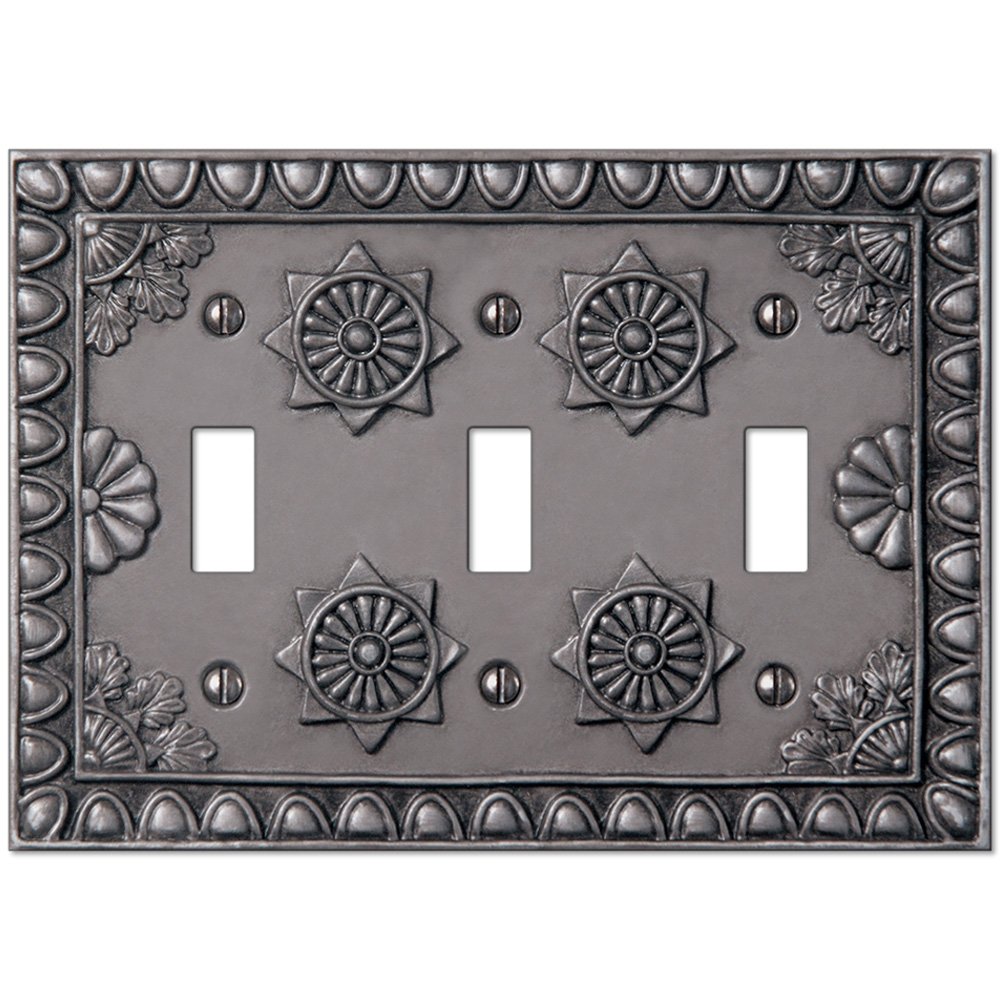 Resin Triple Toggle Wallplate in Antique Pewter