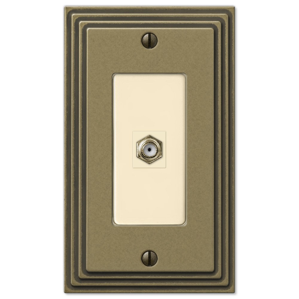 Single Cable Wallplate in Rustic Brass