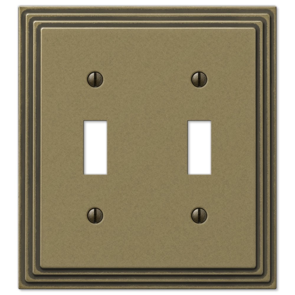 Double Toggle Wallplate in Rustic Brass