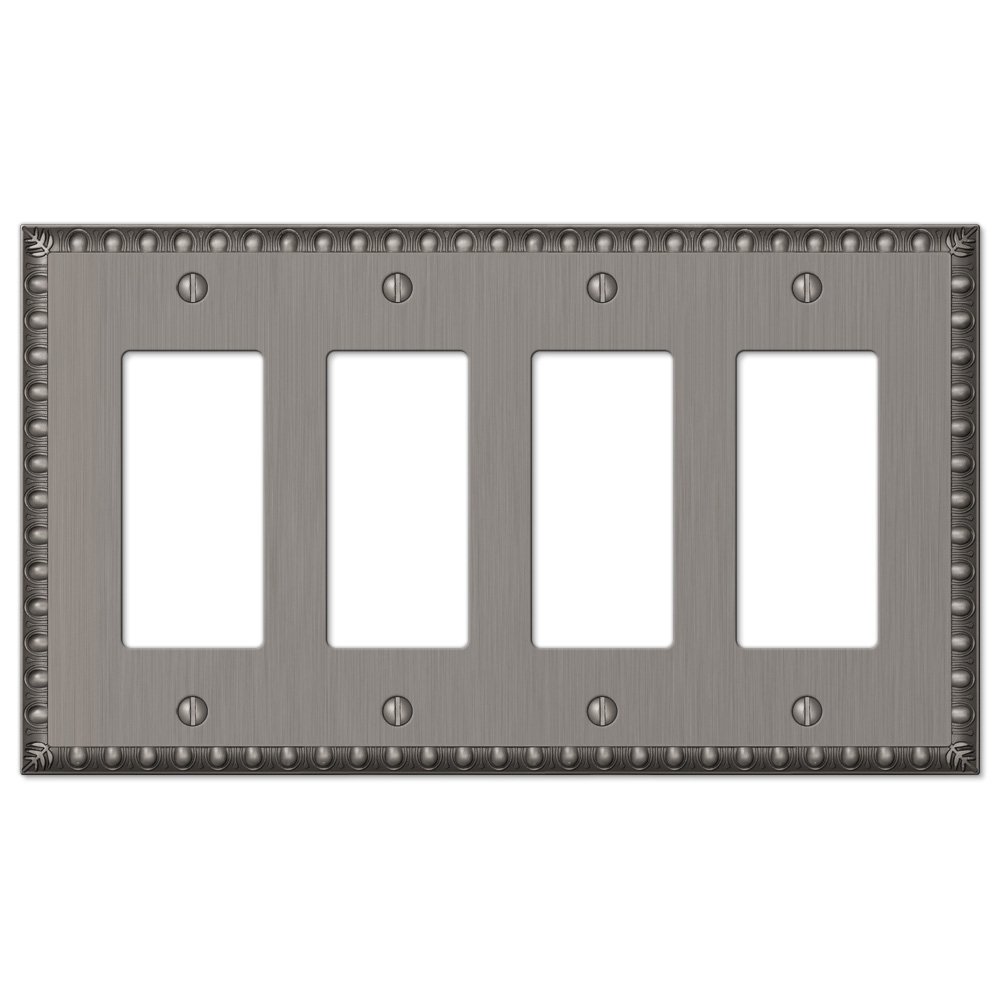 Egg and Dart Collection - Quadruple Rocker Wallplate in Antique Nickel by  Amerelle Wallplates