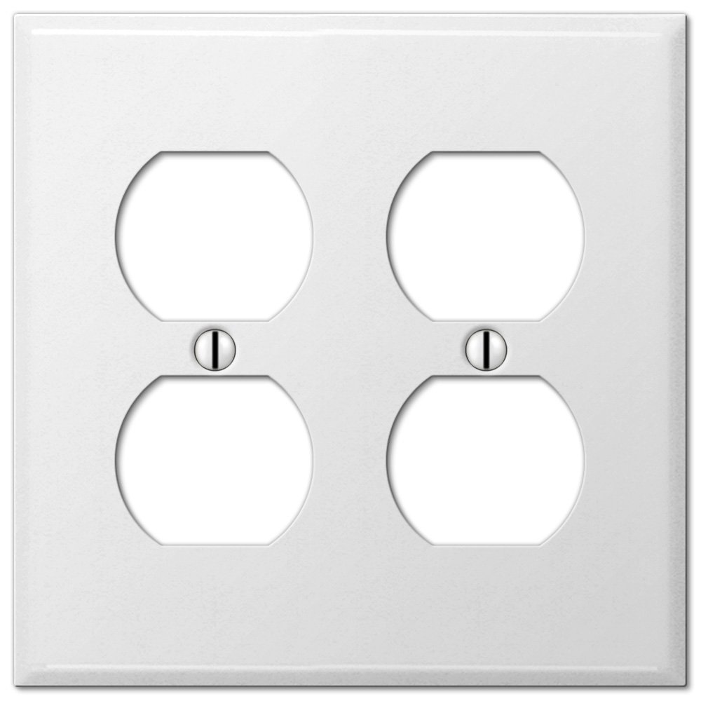 Double Duplex Wallplate in White Smooth