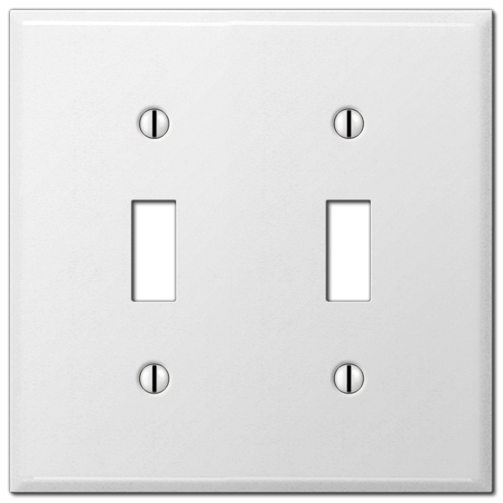 Double Toggle Wallplate in White Smooth