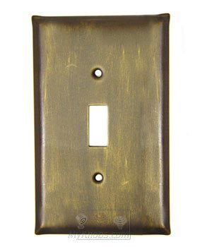 Plain Switchplate Single Toggle Switchplate in Bronze with Verde Wash