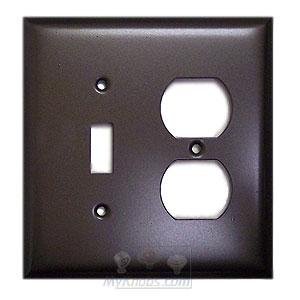 Plain Switchplate Combo Single Toggle Duplex Outlet Switchplate in Pewter with White Wash