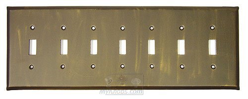 Plain Switchplate Seven Gang Toggle Switchplate in Pewter with Verde Wash