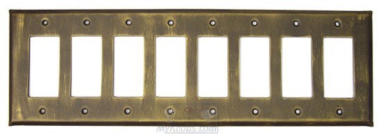 Plain Switchplate Eight Gang Rocker/GFI Switchplate in Weathered White