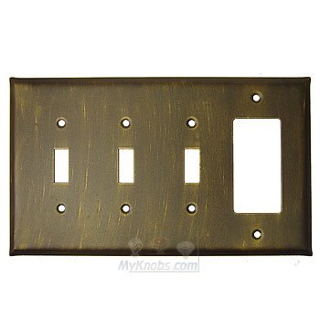 Plain Switchplate Combo Rocker/GFI Triple Toggle Switchplate in Black with Copper Wash