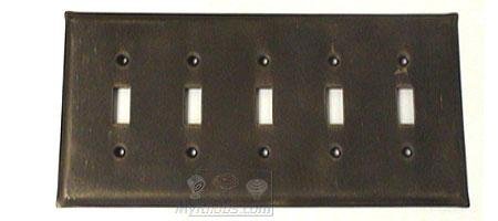 Plain Switchplate Five Gang Toggle Switchplate in Pewter with Cherry Wash