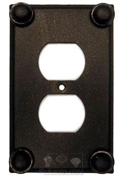 Button Switchplate Duplex Outlet Switchplate in Pewter with Cherry Wash